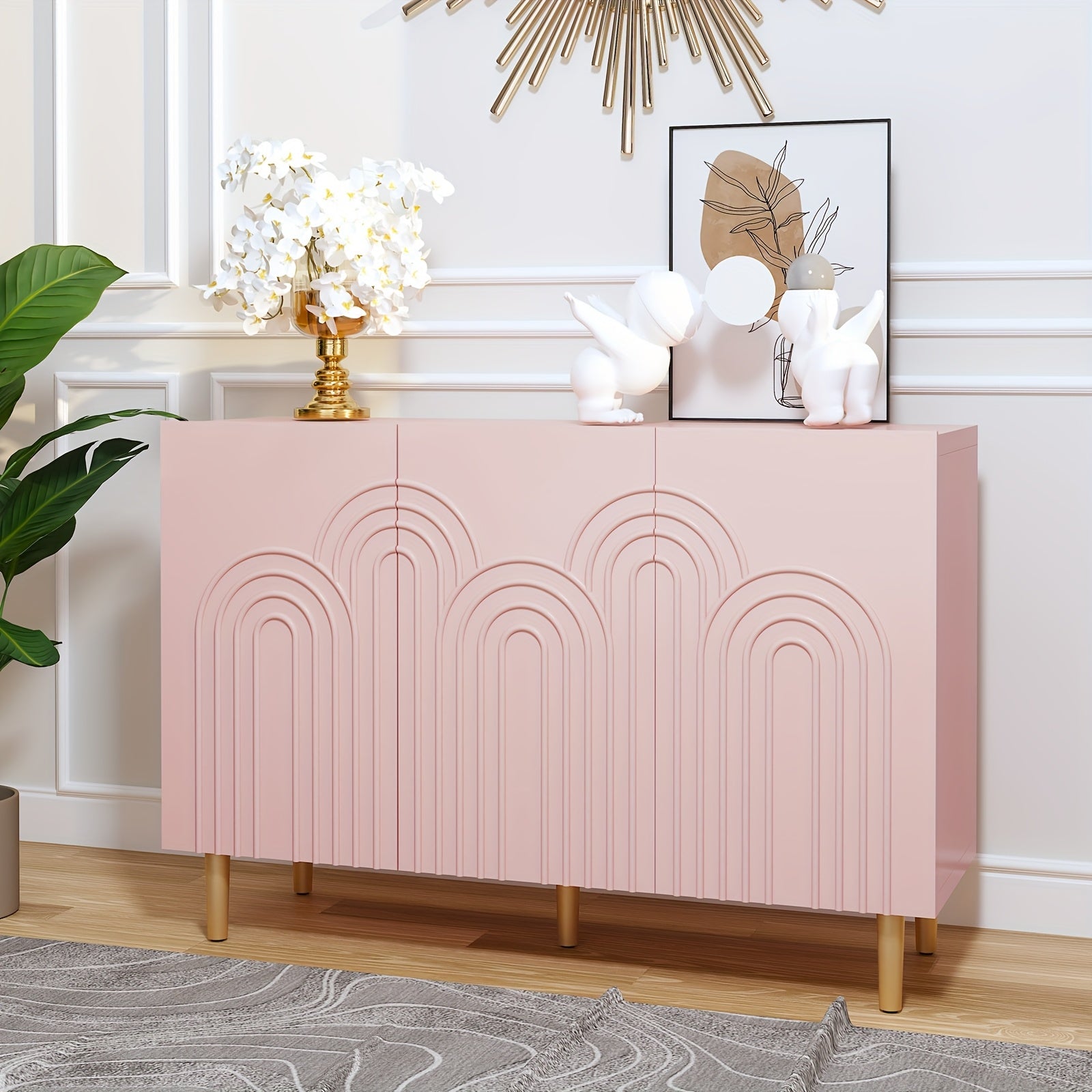 ARTPOWER Sideboard Buffet Cabinet with Cloud, Accent Cabinet with 3 Doors, Modern Buffet Cabinet, Credenza Storage Cabinet for Living Room, Kitchen, Dining Room, Hallway, Entryway