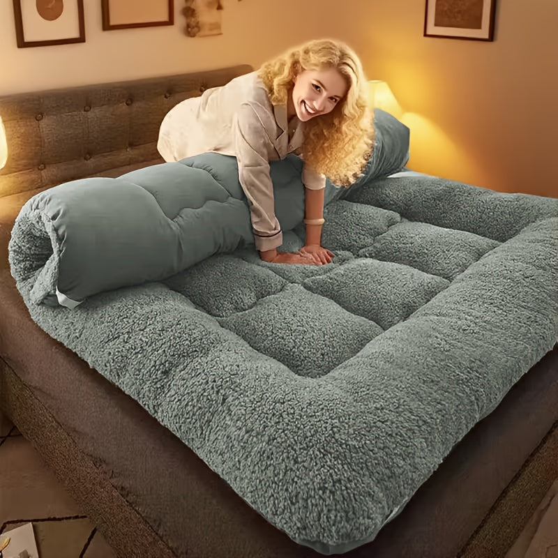 SWTMERRY Roll-Up Mattress Topper - 1000gsm Soft Breathable Tatami Mat Sleeping Pad, Foldable & Portable for Bed, Sofa, Camping, Guest Bedding - Machine Washable Grey Luxury Sleeping Pad, Foldable Mattress, Luxury Comfort, Easycare Material