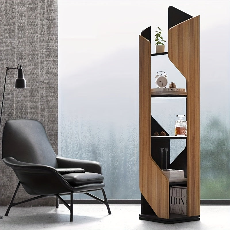 New 5-tier Rotating Floor-to-ceiling Bookshelf, Space-saving 360-degree Rotating Storage, Larger Storage Space, Solid Wood, Structural Design Is More Sturdy And Durable, Suitable for Bedroom, Living Room, Home, Office