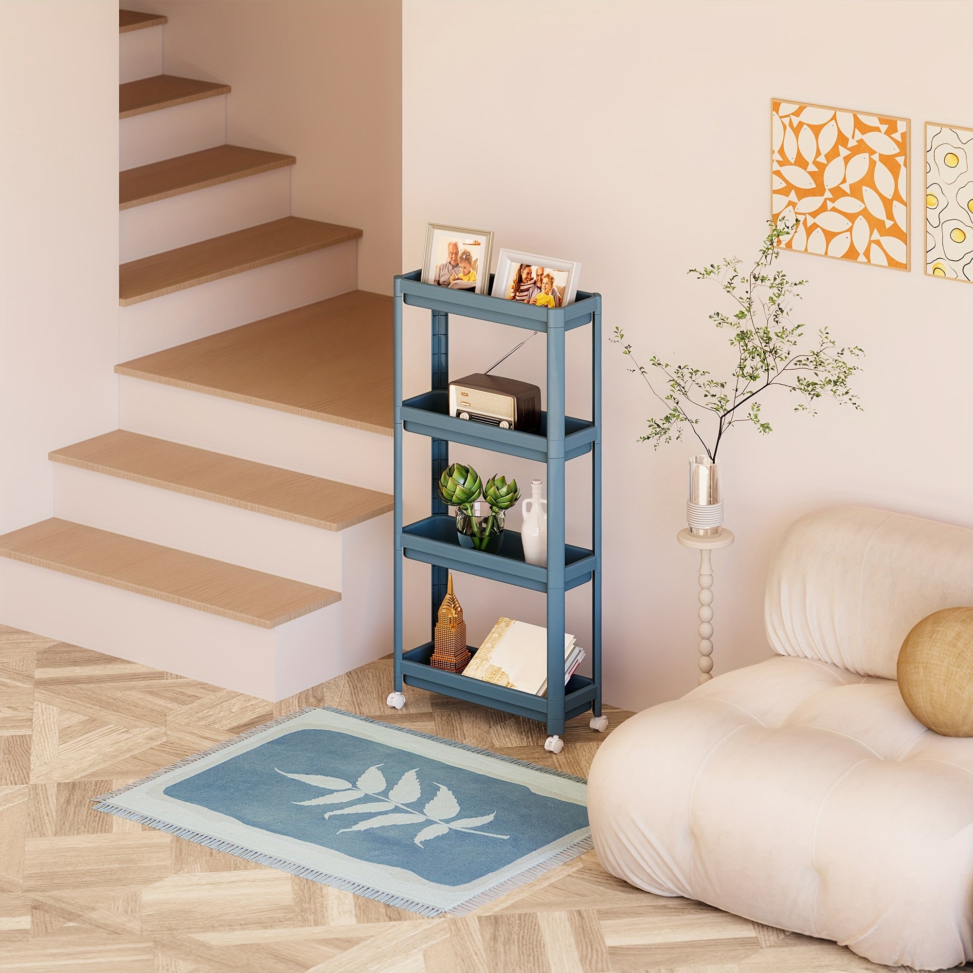 Hallway Storage Cabinet, Multi-Purpose Storage Rack, Free-Standing Mobile Trolley, Storage Cart For Narrow Spaces, Suitable For Gaps In Bathrooms, Kitchens, Refrigerators