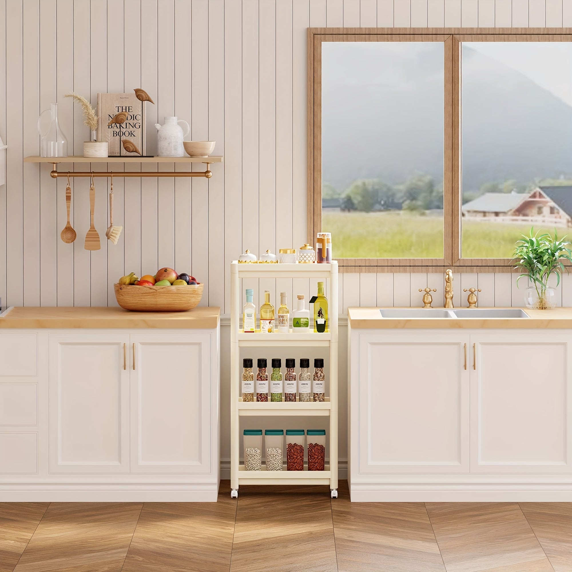 Hallway Storage Cabinet, Multi-Purpose Storage Rack, Free-Standing Mobile Trolley, Storage Cart For Narrow Spaces, Suitable For Gaps In Bathrooms, Kitchens, Refrigerators