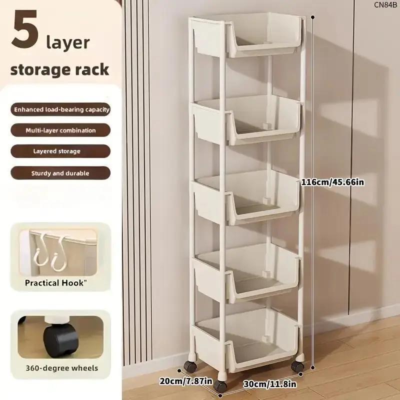 Suitable for kitchen, dormitory, office and home - Simple assembly multi-functional floor storage rack, no electrical equipment, reinforced shelves, essential for small, space-saving design, thickened structure, practical storage cabinet.