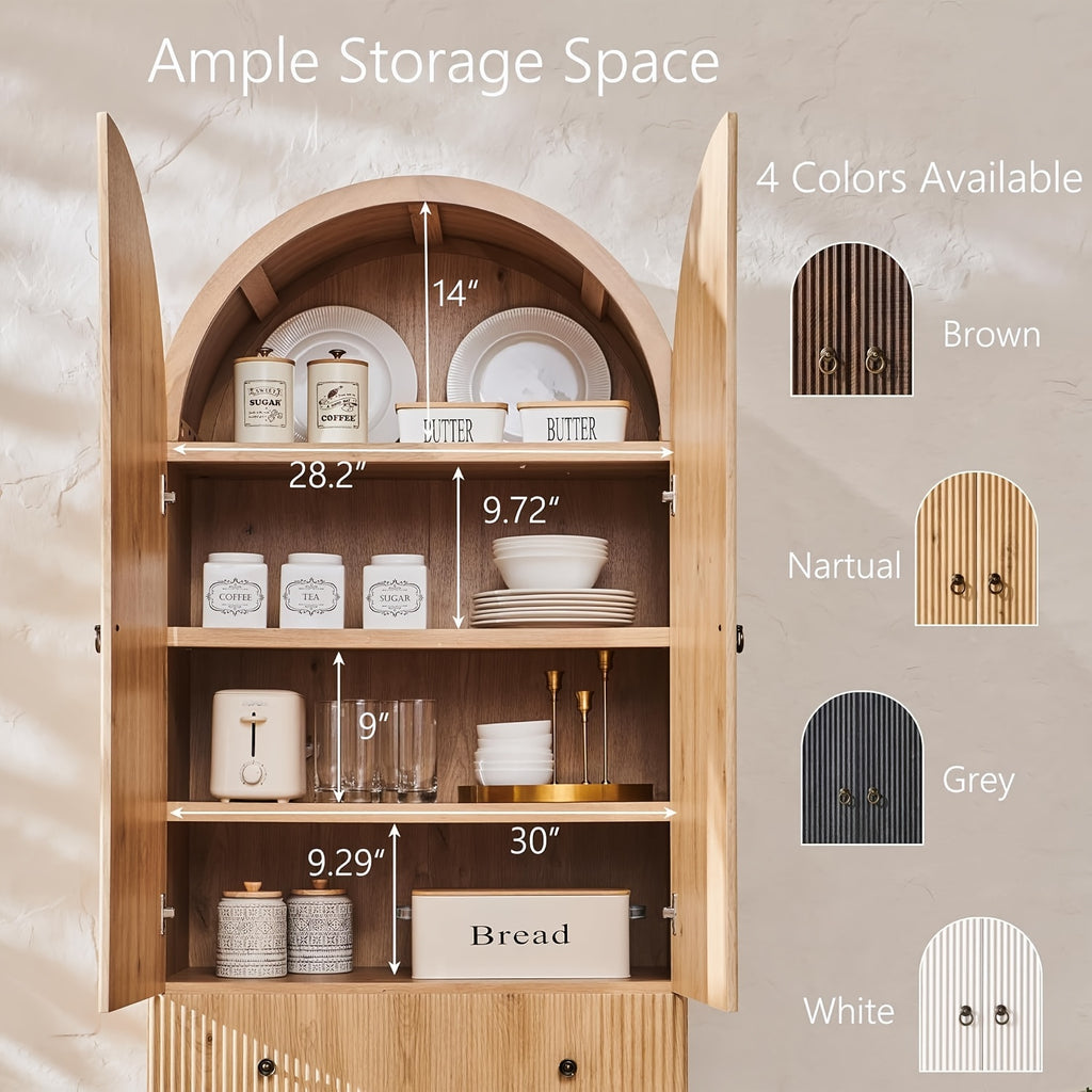 Fluted Arched Pantry Cabinet, 71\