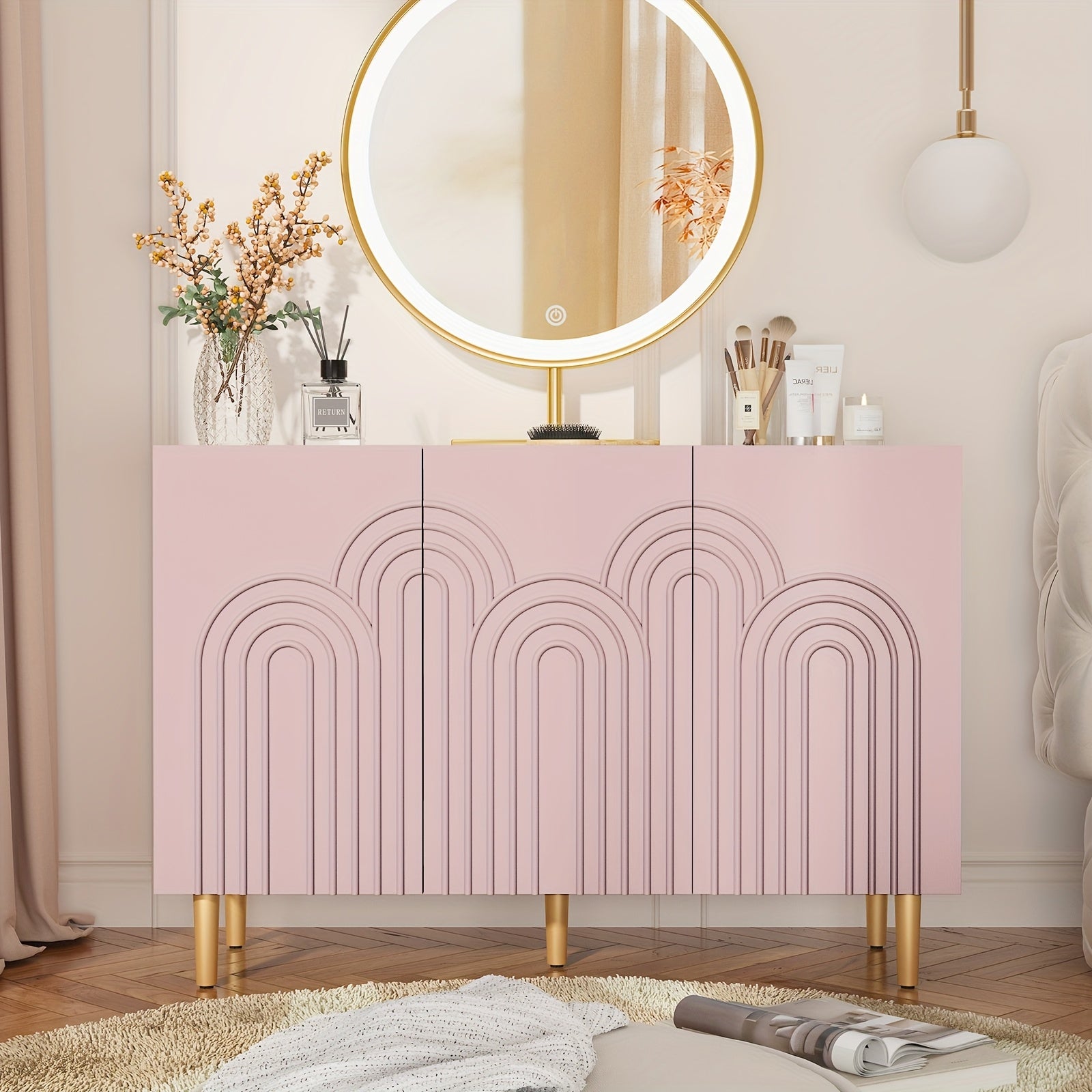 ARTPOWER Sideboard Buffet Cabinet with Cloud, Accent Cabinet with 3 Doors, Modern Buffet Cabinet, Credenza Storage Cabinet for Living Room, Kitchen, Dining Room, Hallway, Entryway