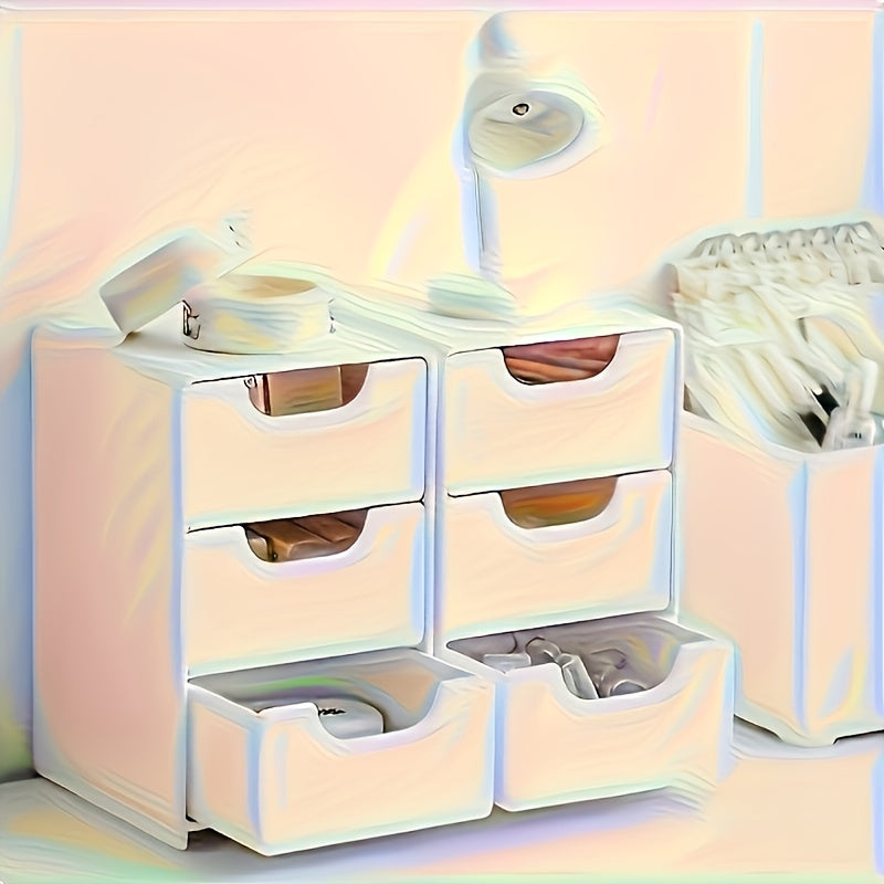 3-Tier White Plastic Storage Cabinet with Smooth Sliding Drawers - Heavy-Duty Stackable Organizer with Clear Front Panels & White Drawers, Space-Saving Design for Home, Office, Travel - Durable Plastic Construction, Compact Organizer for Jewelry, Cosmetic