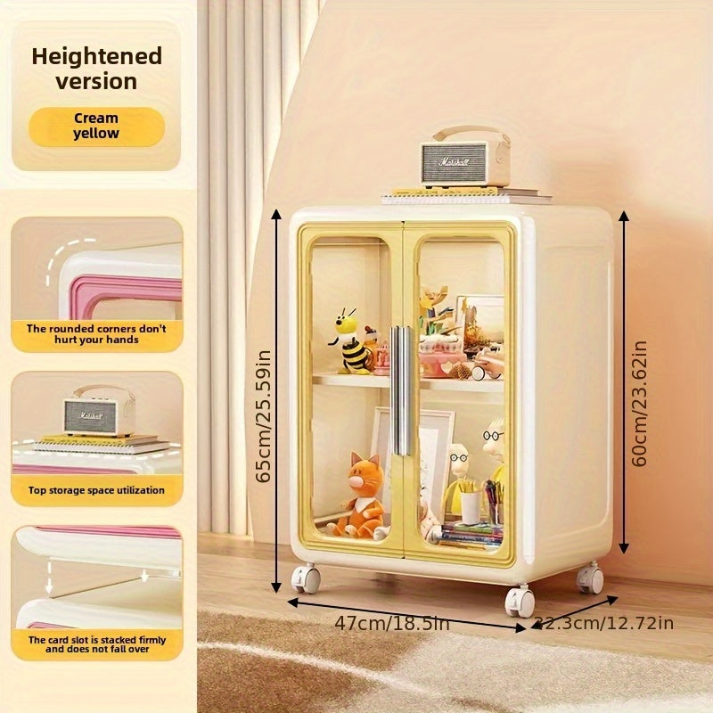 A Multifunctional Storage Cabinet for Miscellaneous Item Organization, A Wheeled And Movable Shelf with Multiple Stackable Layers, Featuring A Colorful And Cute Style with Dust-proof Storage.