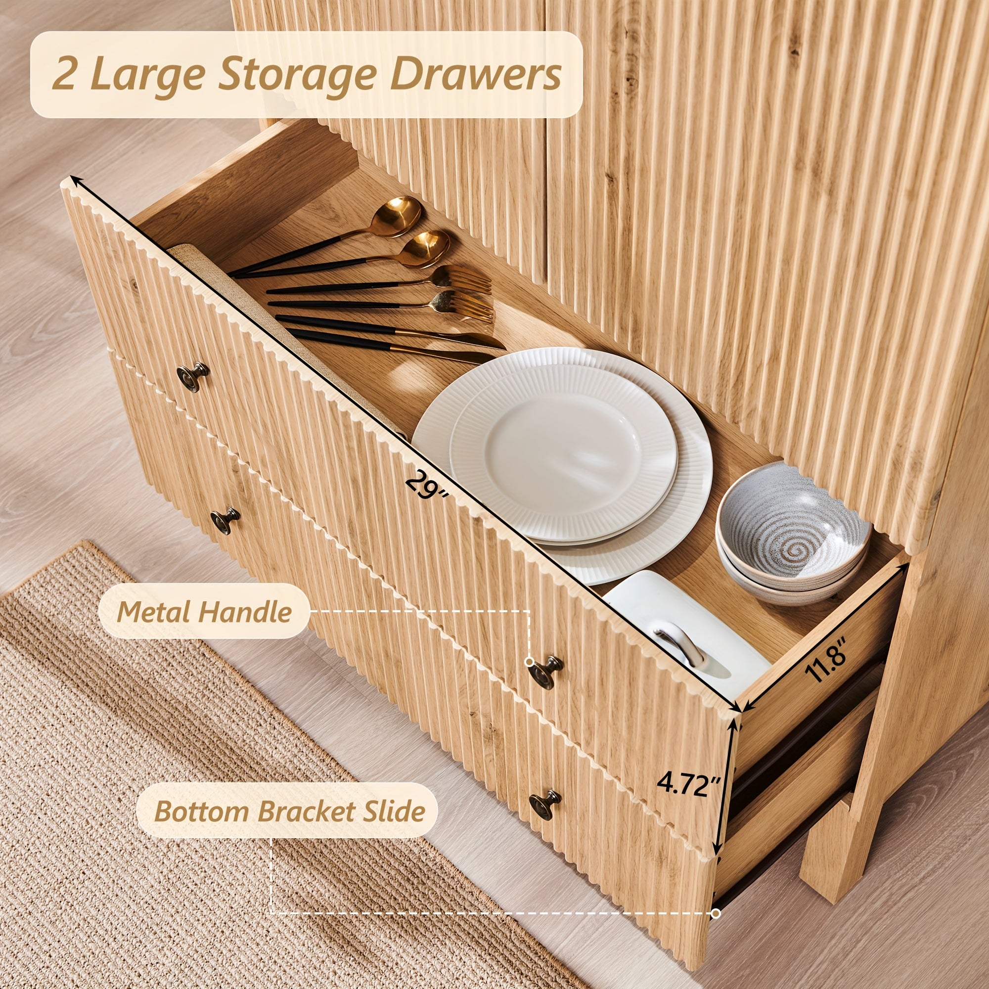 Fluted Arched Pantry Cabinet, 71\