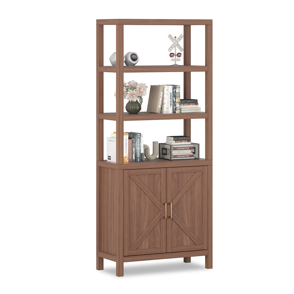 5-Tier Tall Bookshelf with Doors Cabinet - 71\