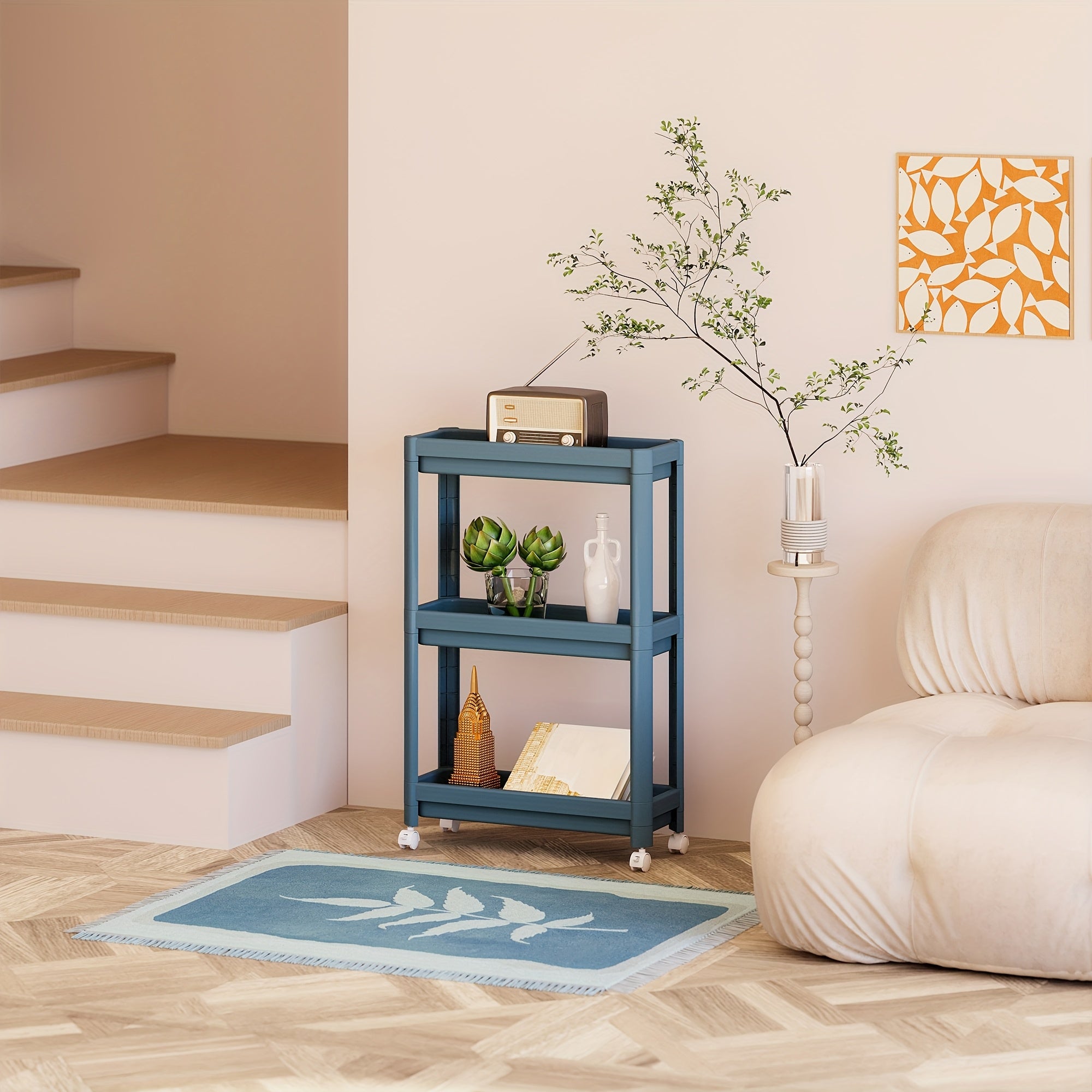 Hallway Storage Cabinet, Multi-Purpose Storage Rack, Free-Standing Mobile Trolley, Storage Cart For Narrow Spaces, Suitable For Gaps In Bathrooms, Kitchens, Refrigerators