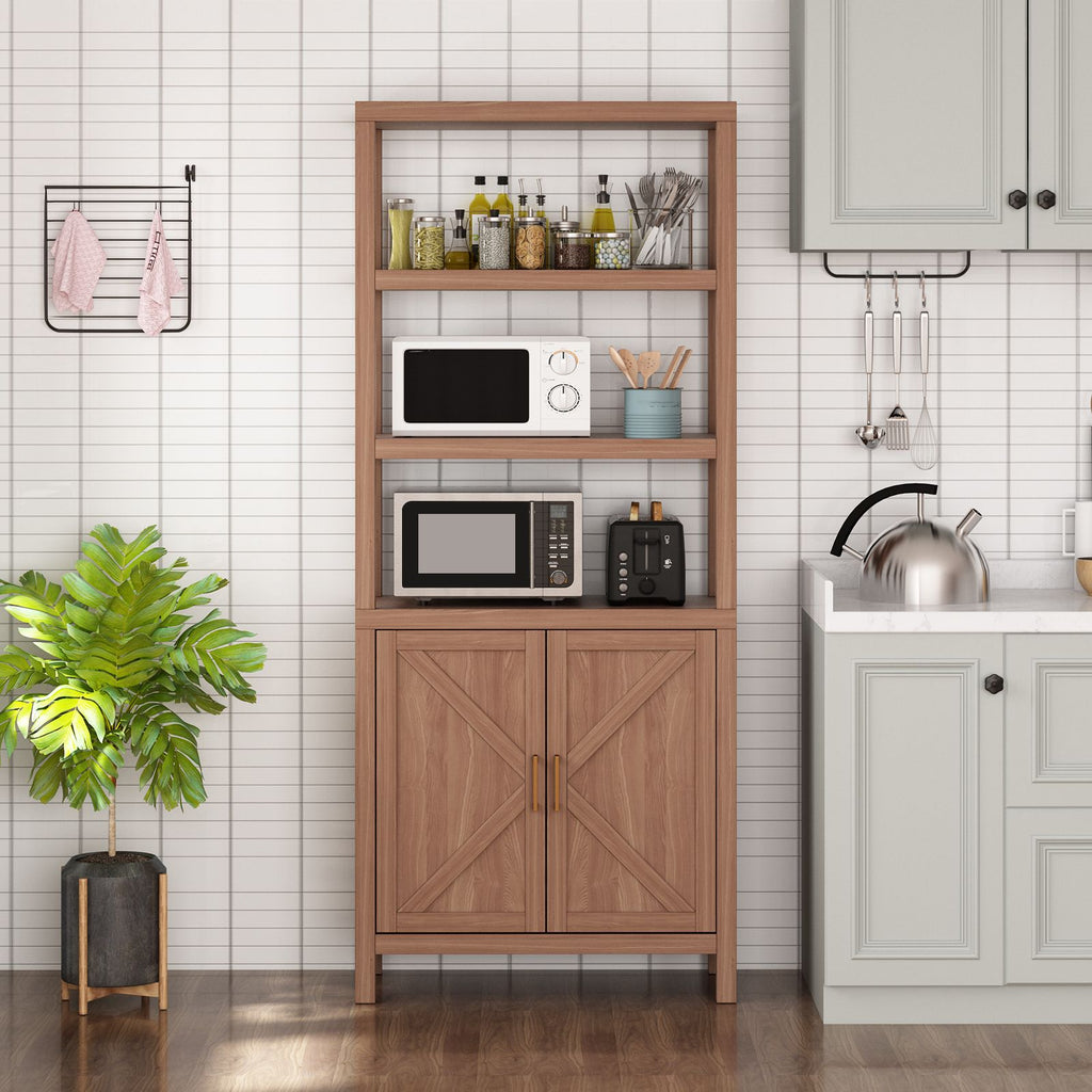 5-Tier Tall Bookshelf with Doors Cabinet - 71\