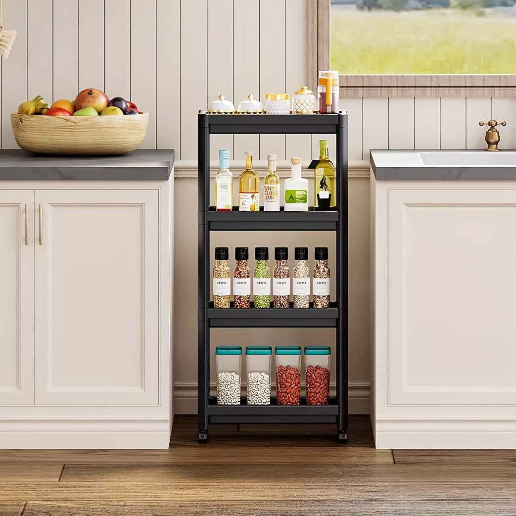 Hallway Storage Cabinet, Multi-Purpose Storage Rack, Free-Standing Mobile Trolley, Storage Cart For Narrow Spaces, Suitable For Gaps In Bathrooms, Kitchens, Refrigerators