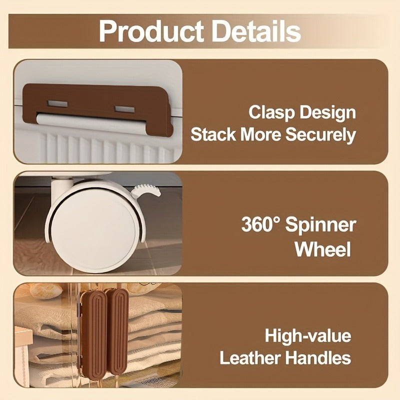 1\u002F2\u002F3\u002F4\u002F5\u002F6-Tier Extra Large Collapsible Storage Cabinet with Locking Doors - Heavy-Duty PVC Plastic Stackable Organizer System with 4-Wheel Mobility, Foldable Design & Front Panels for Closet, Bedroom, Office, Kitchen - Space-Sav